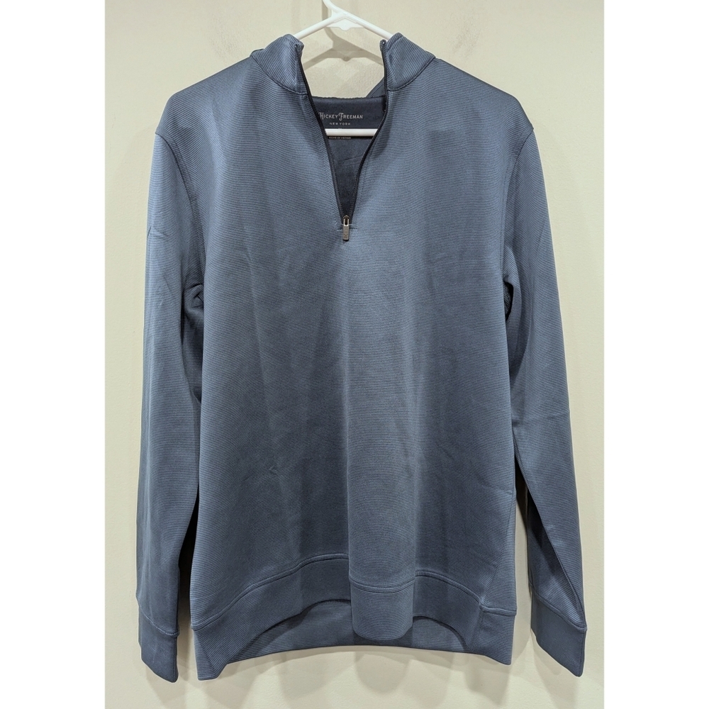 Hickey Freeman Blue Long Sleeve Quarter Zip Pullover Size Medium